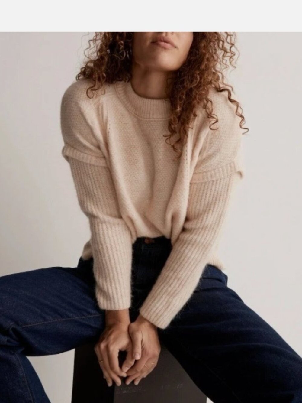 Madewell Cable Knit Havener Alpaca Wool Crewneck Sweater Women’s XS Cream NWOT